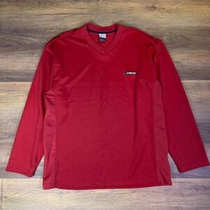 Nike Vintage V-Neck Long Sleeve Shirt Mens XL Red Silver Tag Y2K